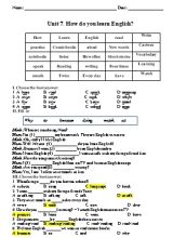 Bài tập Tiếng Anh Lớp 5 - Unit 7 How do you learn English